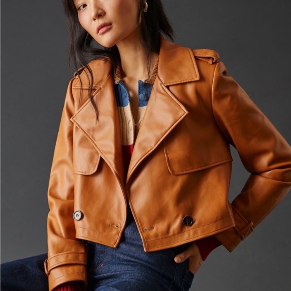 Avec Les Filles Tan Leather Jacket